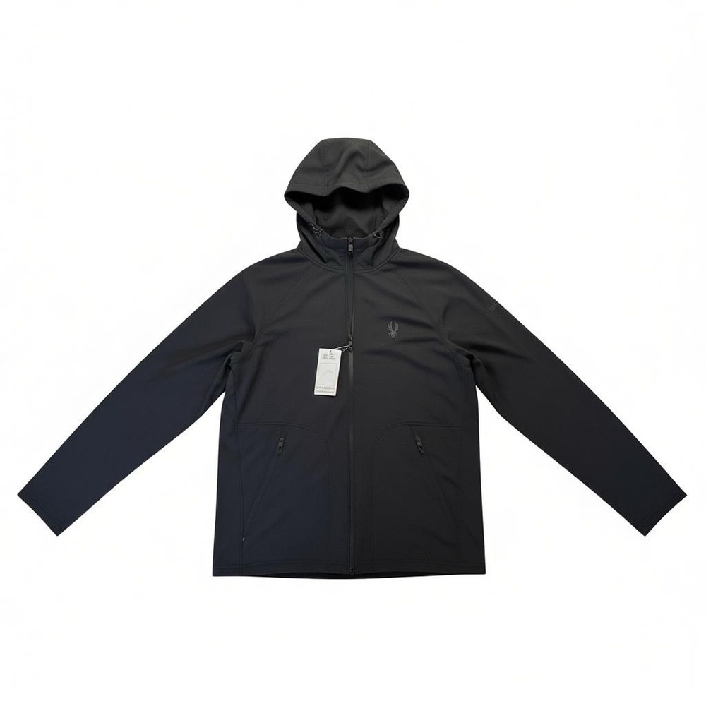 Spyder Active Jacket Men's Small Black‎ Outdoor Full Zip Hooded Performance NEW